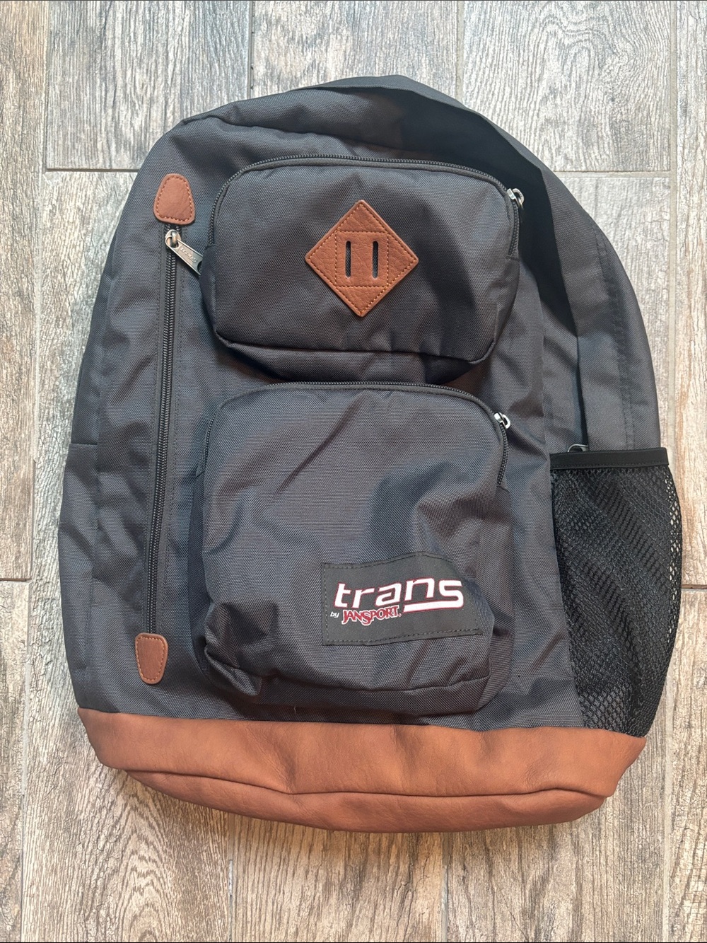 Jansport Gray Backpack with Brown Trim and Accents